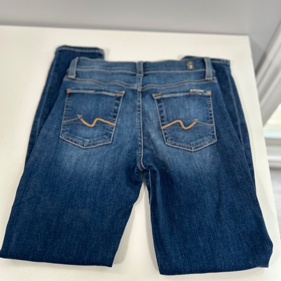 7 FOR ALL MANKIND ankle Guenevere jeans medium blue women’s size 25 ripped jeans - Picture 5 of 15